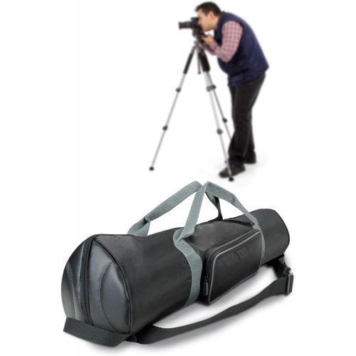  USA Gear Padded Tripod Case Bag - Holds Tripods from 21 to 35 inches - Adjustable Size Extension, Storage Pocket and Shoulder Strap for Professional Camera Accessories and Photo Ca