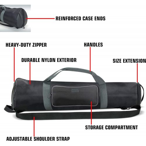  USA Gear Padded Tripod Case Bag - Holds Tripods from 21 to 35 inches - Adjustable Size Extension, Storage Pocket and Shoulder Strap for Professional Camera Accessories and Photo Ca