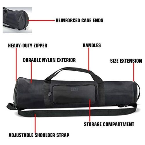  USA Gear Padded Tripod Case Bag - Holds Tripods from 21 to 35 inches - Adjustable Size Extension, Storage Pocket and Shoulder Strap for Professional Camera Accessories and Photo Ca