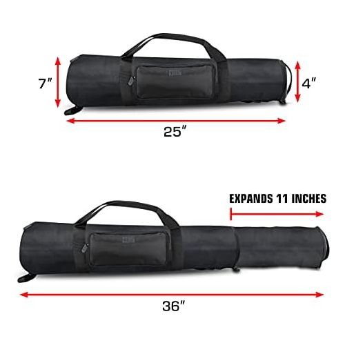  USA Gear Padded Tripod Case Bag - Holds Tripods from 21 to 35 inches - Adjustable Size Extension, Storage Pocket and Shoulder Strap for Professional Camera Accessories and Photo Ca