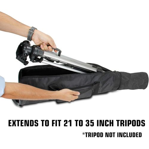  USA Gear Padded Tripod Case Bag - Holds Tripods from 21 to 35 inches - Adjustable Size Extension, Storage Pocket and Shoulder Strap for Professional Camera Accessories and Photo Ca