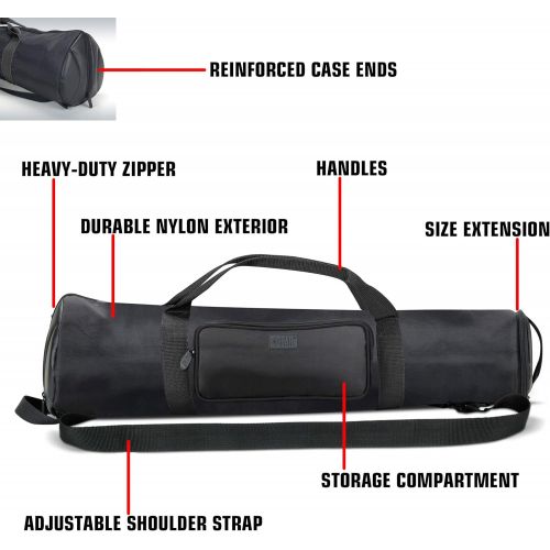  USA Gear Padded Tripod Case Bag - Holds Tripods from 21 to 35 inches - Adjustable Size Extension, Storage Pocket and Shoulder Strap for Professional Camera Accessories and Photo Ca