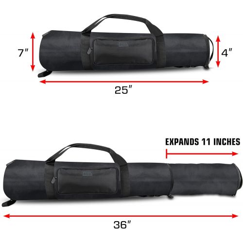  USA Gear Padded Tripod Case Bag - Holds Tripods from 21 to 35 inches - Adjustable Size Extension, Storage Pocket and Shoulder Strap for Professional Camera Accessories and Photo Ca