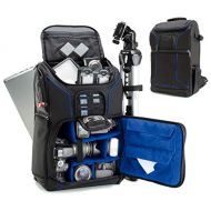 USA GEAR Professional Camera Backpack DSLR Photo Bag (Blue) with Comfort Strap Design, Laptop, Tripod Holder, Lens and Accessory Storage - Compatible with Canon EOS Rebel T5, T6 an