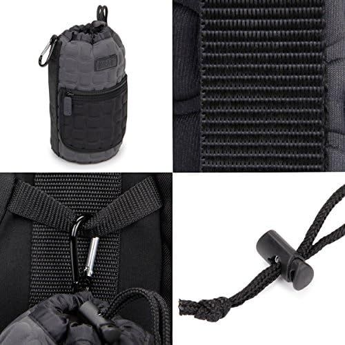  USA GEAR FlexARMOR-X Large Lens Case Pouch with Deluxe Padded Neoprene Protection - Holds Lens up to 70-300mm with Drawstring Opening, Built-in Carabiner Clip, Reinforced Belt Loop