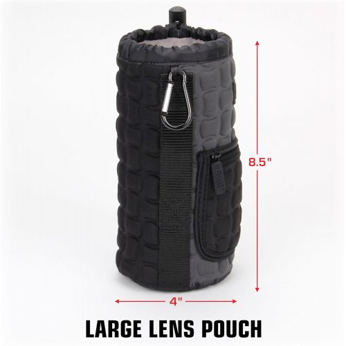  USA GEAR FlexARMOR-X Large Lens Case Pouch with Deluxe Padded Neoprene Protection - Holds Lens up to 70-300mm with Drawstring Opening, Built-in Carabiner Clip, Reinforced Belt Loop