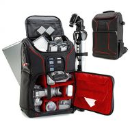 USA GEAR Professional Camera Backpack DSLR Photo Bag (Red) with Comfort Strap Design, Laptop, Tripod Holder, Lens and Accessory Storage Compatible with Canon EOS Rebel T5, T6 and M