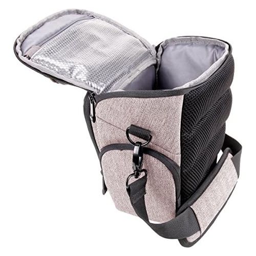  USA GEAR Camera Case for DSLR (Brown) with Soft Cushioned Interior, Zippered Accessory Pockets, Adjustable Carry Strap - Compatible with D3300, D3400, D5500, Canon Rebel T6, T6i, T