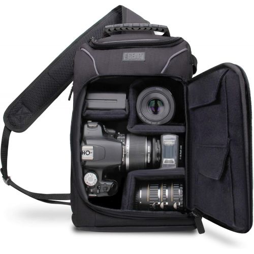  USA Gear Portable DSLR Camera Sling Bag with Rain Cover and Customizable Dividers - Compatible with Nikon Coolpix B500, B700, D500 and Many Other DSLR, Compact, Mirrorless and Inst