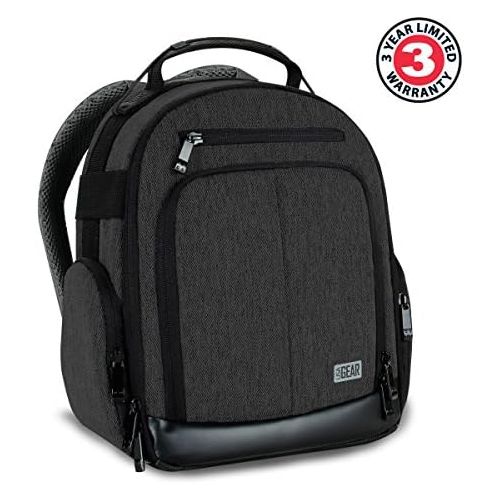  USA GEAR Portable Camera Backpack for DSLR with Customizable Accessory Dividers, Weather Resistant Bottom and Comfortable Back Support - Compatible with Canon, Nikon and More (Blac