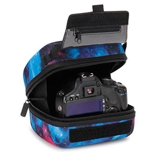  USA GEAR Hard Shell DSLR Camera Case (Galaxy) with Molded EVA Protection, Quick Access Opening, Padded Interior and Rubber Coated Handle-Compatible with Nikon, Canon, Pentax, Olymp