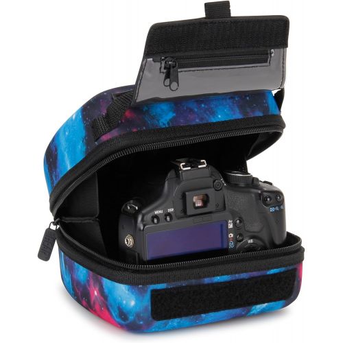  USA GEAR Hard Shell DSLR Camera Case (Galaxy) with Molded EVA Protection, Quick Access Opening, Padded Interior and Rubber Coated Handle-Compatible with Nikon, Canon, Pentax, Olymp