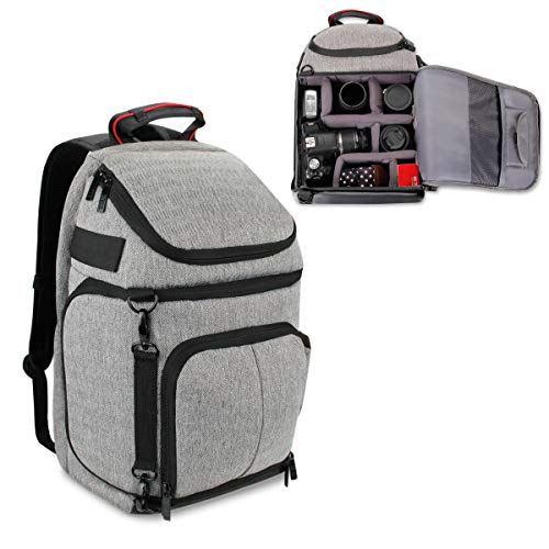  USA Gear DSLR Camera Backpack with Padded Dividers, Tripod Holder, Laptop Compartment, Rain Cover and Accessory Storage Compatible with Cameras from Nikon, Canon, Sony, Pentax and