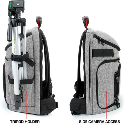  USA Gear DSLR Camera Backpack with Padded Dividers, Tripod Holder, Laptop Compartment, Rain Cover and Accessory Storage Compatible with Cameras from Nikon, Canon, Sony, Pentax and