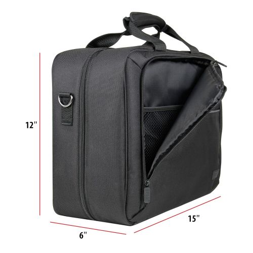 USA Gear Video Projector Carrying Case Bag Compatible with DBPOWER T20, ViewSonic PJD5155PJD5255, Epson VS250, Crenova XPE460 & More - Scratch-Resistant, Shoulder Strap & Customiz