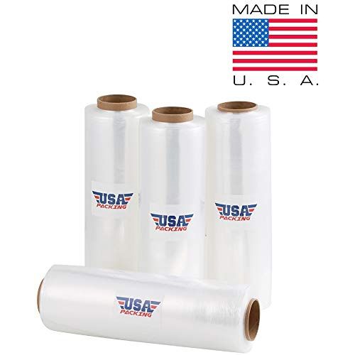  USA PACKING (R) Stretch Wrap Film Shrink Wrap - 17 Inch x 1476 Feet - 3.35 Lbs per Roll. Made in USA with Virgin Material. Durable & Light Weight. Pre Stretch (4 Rolls)