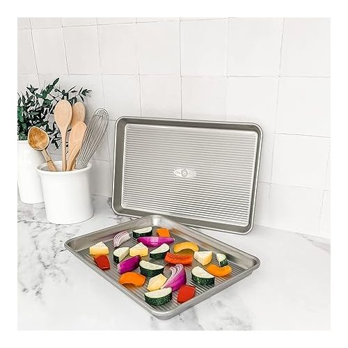  USA Pan Bakeware Quarter Sheet Pan, Warp Resistant Nonstick Baking Pan, Made in the USA from Aluminized Steel