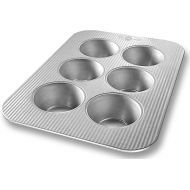 USA Pan Jumbo Texas Muffin Pan, 6 Well, Nonstick & Quick Release Coating, Aluminized Steel