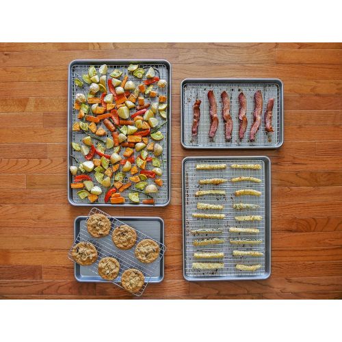  [아마존 핫딜] USA Pan 1607CR Bakeware Extra Large Sheet Baking Pan and Bakeable Nonstick Cooling Rack Set, XL, Metal