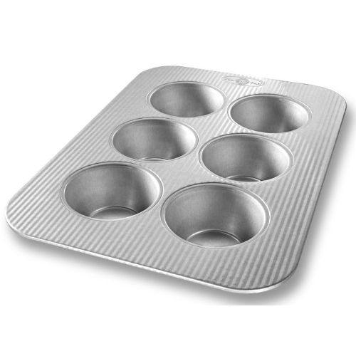  USA Pan Bakeware Texas Muffin Pan, 6 Well, Nonstick & Quick Release Coating, Made in the USA from Aluminized Steel: Large Muffin Pan Aluminum: Kitchen & Dining