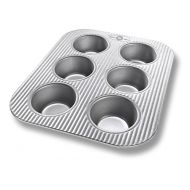 USA Pan Bakeware Toaster Oven Muffin Pan, 6 Well, Nonstick & Quick Release Coating, Made in the USA from Aluminized Steel: Kitchen & Dining