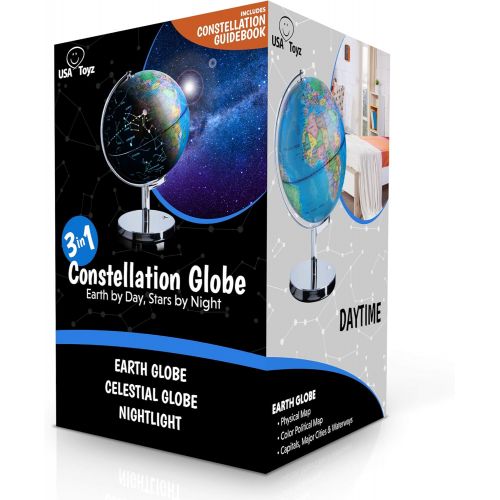  [아마존 핫딜] [아마존핫딜]USA Toyz LED Constellation Globe for Kids - 3 in 1 Educational STEM Toys, Light Up World Globe, Constellation Globe and Nightlight w/ Stand