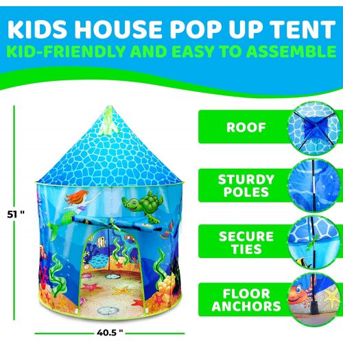  [아마존핫딜][아마존 핫딜] USA Toyz Mermaid Kids Tent - Under Sea Kids Play Tent, Indoor Playhouse with Pop Up Tent Storage Tote and Kaleidoscope Toy