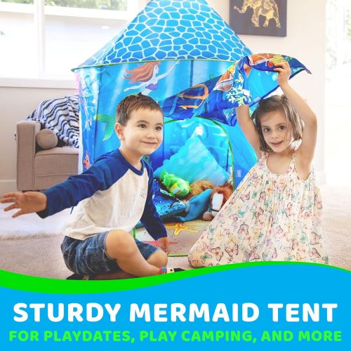  [아마존핫딜][아마존 핫딜] USA Toyz Mermaid Kids Tent - Under Sea Kids Play Tent, Indoor Playhouse with Pop Up Tent Storage Tote and Kaleidoscope Toy