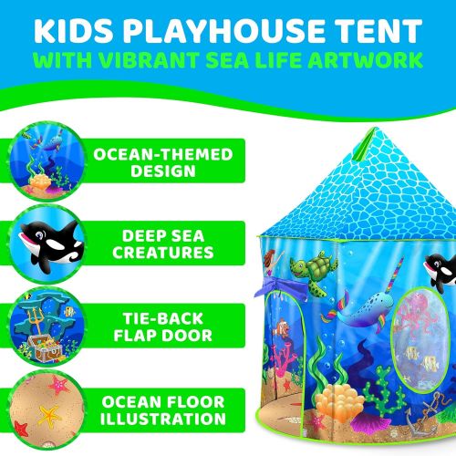  [아마존핫딜][아마존 핫딜] USA Toyz Mermaid Kids Tent - Under Sea Kids Play Tent, Indoor Playhouse with Pop Up Tent Storage Tote and Kaleidoscope Toy