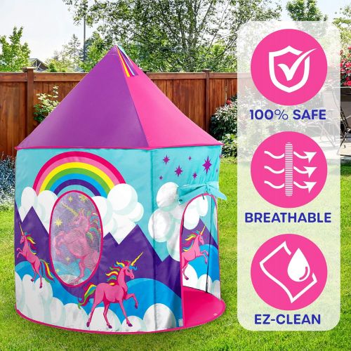  [아마존 핫딜] USA Toyz Unicorn Kids Play Tents for Girls and Boys - Unicorn Playhouse Pop Up Princess Tent w/ Unicorn Headband and Tent Carry Tote