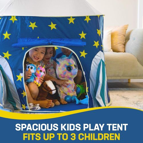  [아마존베스트]Rocket Ship Play Tent for Boys  Rocket Ship Tent, Astronaut Space Tent for Kids w/ Projector Toy for Indoor Outdoor Kids Pop Up Rocket Tent Fort