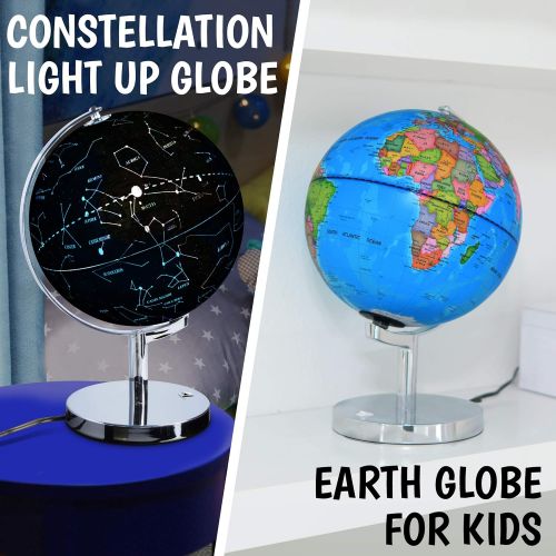  [아마존베스트]USA Toyz Illuminated Constellation World Globe for Kids - 3 in 1 Interactive Globe with Constellations, Light Up Smart Earth Globes of The World with Stand