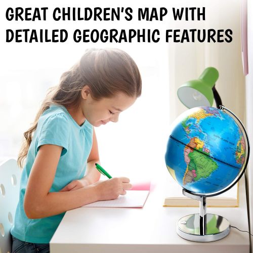  [아마존베스트]USA Toyz Illuminated Constellation World Globe for Kids - 3 in 1 Interactive Globe with Constellations, Light Up Smart Earth Globes of The World with Stand