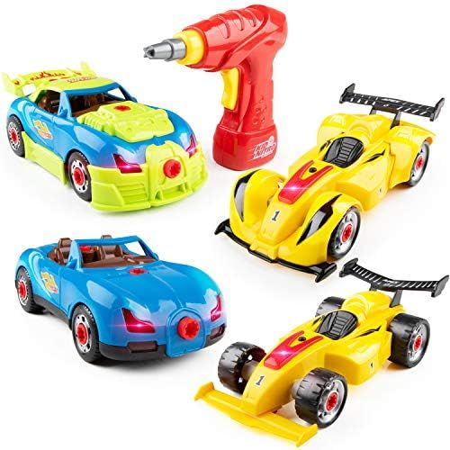  [아마존베스트]USA Toyz Race Car Take Apart Toys  52pk Build a Car STEM Building Toys Set, Take Apart Car Building Kits for Kids w/ Car Drill Tool for Boys or Girls