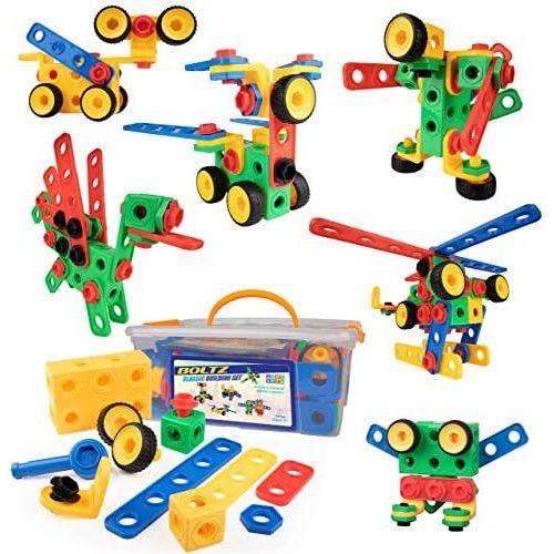  [아마존베스트]STEM Building Set Toys for Boys or Girls - 101pk Educational Building Interlocking Gear Construction Toys for Kids or Toddlers, STEM Building Blocks and Screw Gears & Educational G