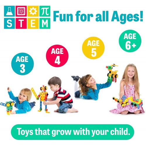  [아마존베스트]STEM Building Set Toys for Boys or Girls - 101pk Educational Building Interlocking Gear Construction Toys for Kids or Toddlers, STEM Building Blocks and Screw Gears & Educational G