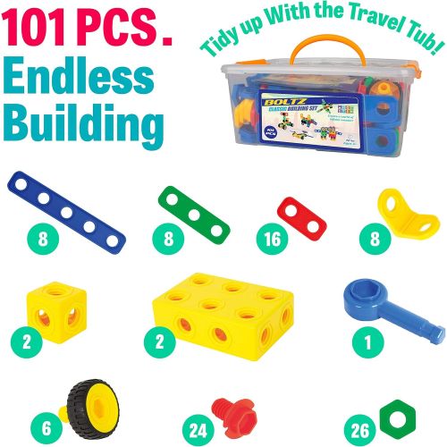  [아마존베스트]STEM Building Set Toys for Boys or Girls - 101pk Educational Building Interlocking Gear Construction Toys for Kids or Toddlers, STEM Building Blocks and Screw Gears & Educational G