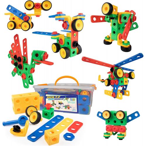  [아마존베스트]STEM Building Set Toys for Boys or Girls - 101pk Educational Building Interlocking Gear Construction Toys for Kids or Toddlers, STEM Building Blocks and Screw Gears & Educational G