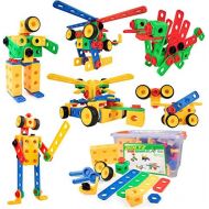 [아마존베스트]STEM Building Set Toys for Boys or Girls - 163pk Educational Building Interlocking Gear Construction Toys for Kids, STEM Building Blocks and Screw Gear Learning Toys for Toddlers A