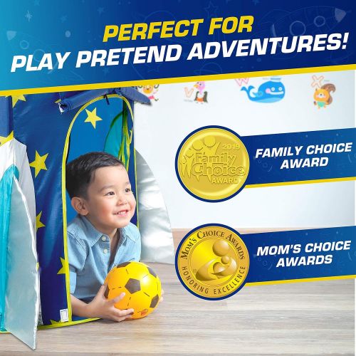 USA Toyz Rocket Ship Pop Up Kids Tent - Spaceship Rocket Indoor Playhouse Tent for Boys and Girls with Included Space Projector Toy and Kids Tent Storage Carry Bag