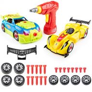 USA Toyz Kid Nitro Race Car Building Toys for Kids - 2 Pack Model Cars, Educational Toys Take Apart STEM Toys, Build Your Own Toy Cars with Toy Drill (52 Pieces)