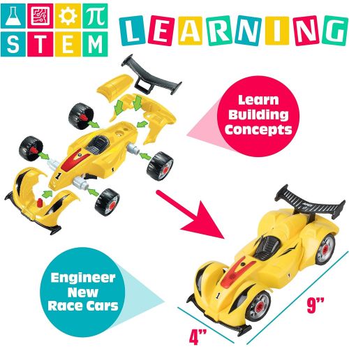  USA Toyz Kid Nitro Race Car Building Toys for Kids - 2 Pack Model Cars, Educational Toys Take Apart STEM Toys, Build Your Own Toy Cars with Toy Drill (52 Pieces)