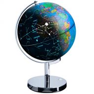 [아마존베스트]USA Toyz LED Illuminated Globe of The World with Sturdy Chrome Stand - 13.5 Inch Tall Educational Interactive Globe STEM Toy, Light Up Globe Lamp, Constellation Globe Night Light L