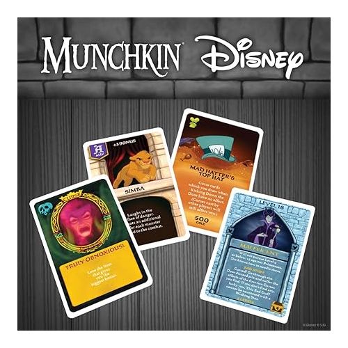  USAOPOLY Munchkin: Disney Card Game | Munchkin Game Featuring Disney Characters and Villains | Officially Licensed Disney Card Game | Tabletop Games & Board Games for Disney Fans