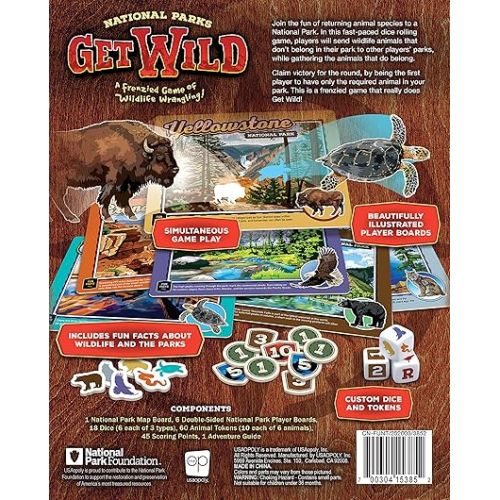  USAOPOLY National Parks Get Wild | Quick-Rolling Dice Game Featuring Iconic National Park Locations | Great Kids Game & Family Board Game