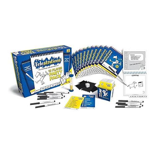  USAopoly Telestrations Party Pack 12 Player | 600 New Phrases to Sketch | Family Board Game | A Fun Family Game for Kids and Adults | Family Game Night Just Got Better | Telephone Game Sketched Out, Multi-colored