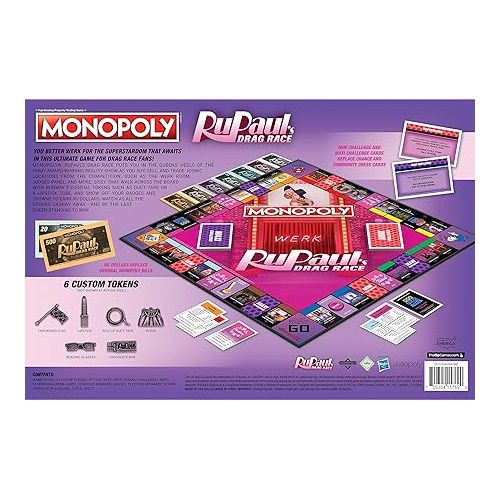  Monopoly RuPaul’s Drag Race | Officially Licensed Collectible Board Game | Play as Checkered Flag, Lipstick, Roll of Duct Tape, and More | Based On Hit Reality TV Series for 6 Players