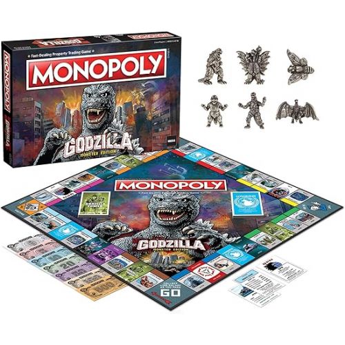  Monopoly: Godzilla | Based on Classic Monster Movie Franchise Godzilla | Collectible Monopoly Game Featuring Familiar Locations and Iconic Kaiju Monsters