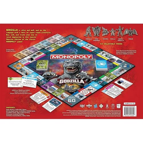  Monopoly: Godzilla | Based on Classic Monster Movie Franchise Godzilla | Collectible Monopoly Game Featuring Familiar Locations and Iconic Kaiju Monsters
