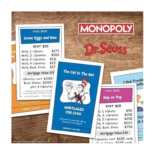  Monopoly: Dr. Seuss | Buy, Sell, Trade Dr. Seuss Books | Collectible Classic Monopoly Game Featuring Custom Game Board & Artwork | Officially-Licensed Dr. Seuss Game & Merchandise